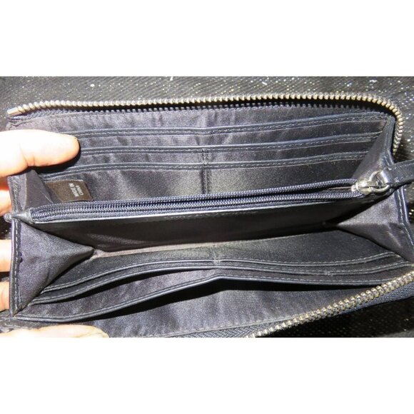 Coach Black Embossed Patent Leather 3/4 zip Accordion Continental Long Wallet - Picture 10 of 10